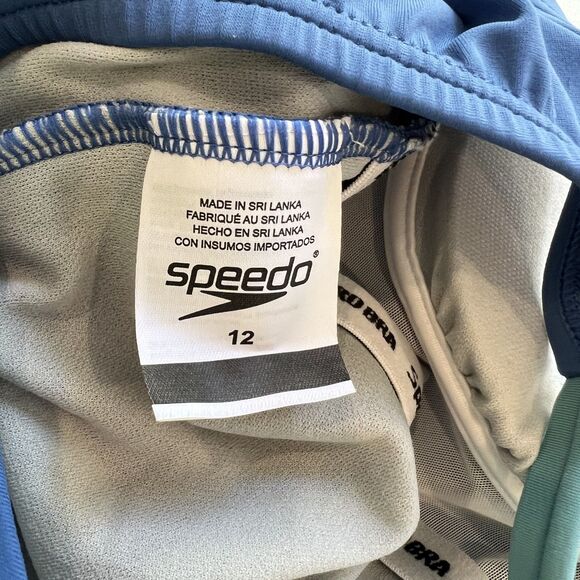 Speedo One Piece Swimsuit Thin Strap High Cut Bright Cobalt Women's-Size 12 - Picture 5 of 7